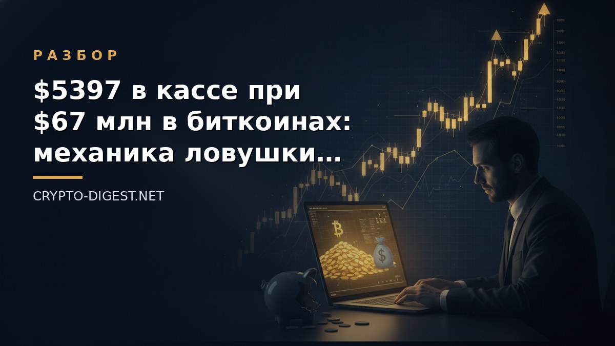 Разбор: $5397 в кассе при $67 млн в биткоинах: механика ловушки корпоративных криптоказначейств