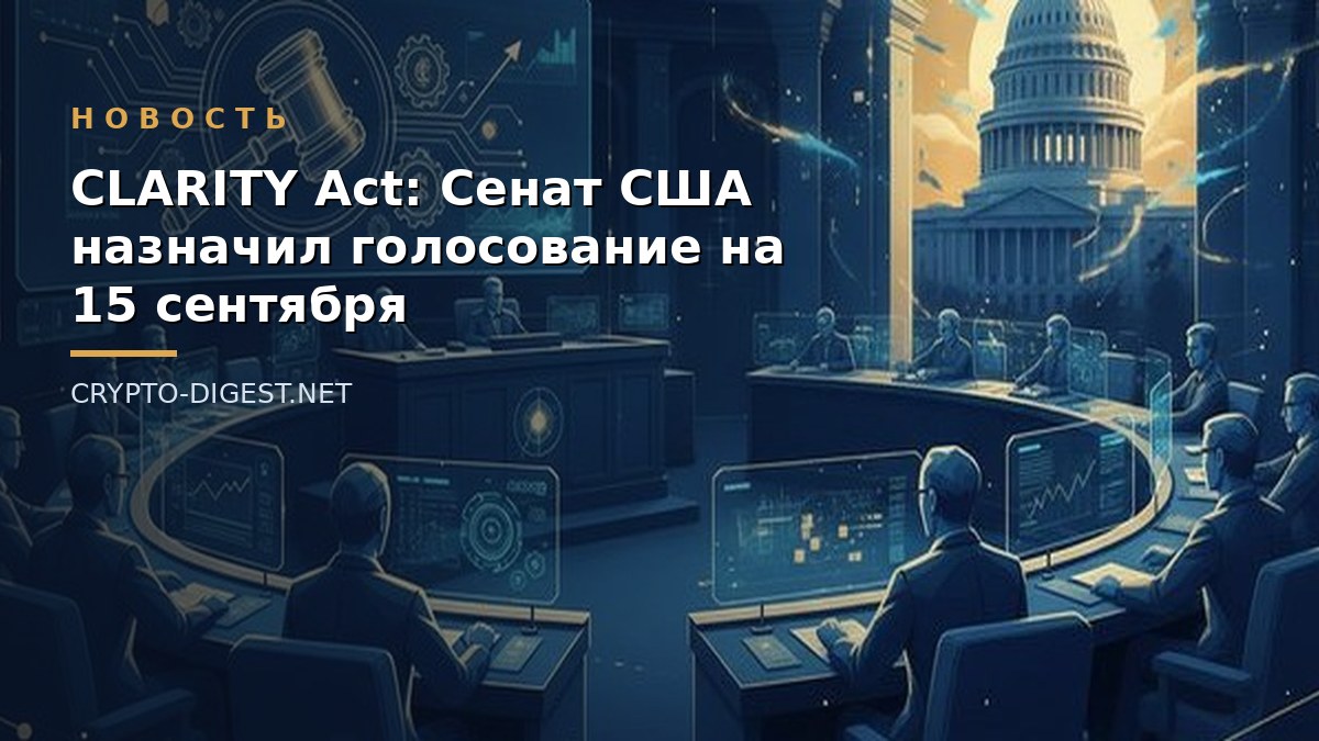 Новость: CLARITY Act: Сенат США назначил голосование на 15 сентября