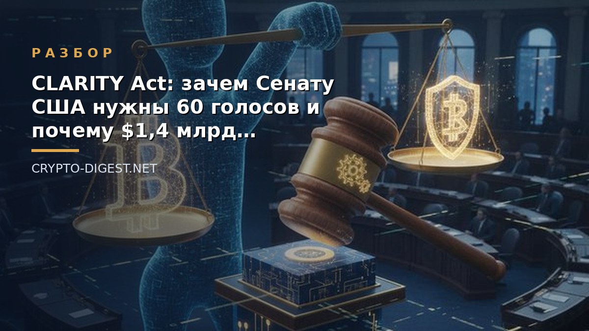 Разбор: CLARITY Act: зачем Сенату США нужны 60 голосов и почему $1,4 млрд Трампа мешают их собрать