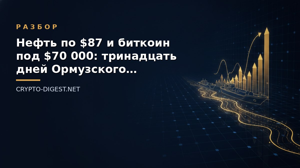 Разбор: Нефть по $87 и биткоин под $70 000: тринадцать дней Ормузского кризиса — разбор механики