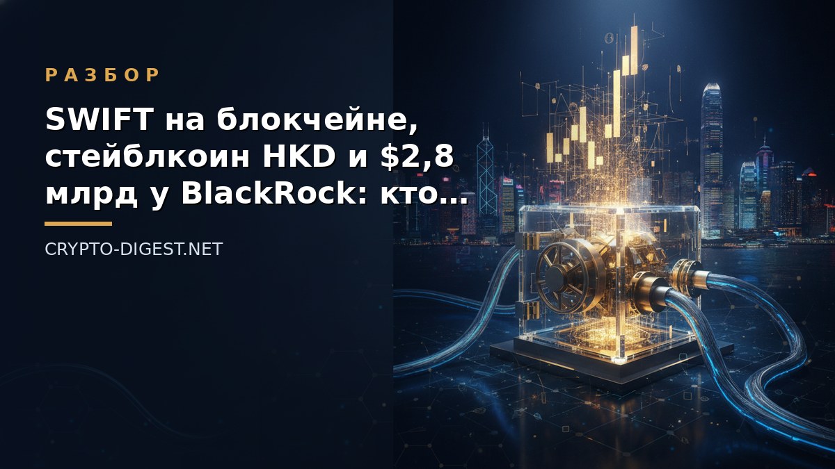 Разбор: SWIFT на блокчейне, стейблкоин HKD и $2,8 млрд у BlackRock: кто строит рельсы для токенизации активов