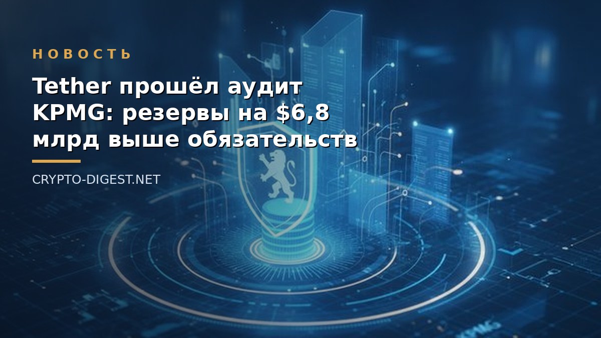 Новость: Tether прошёл аудит KPMG: резервы на $6,8 млрд выше обязательств