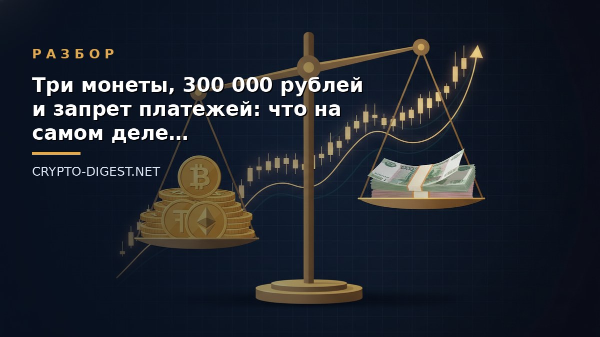 Разбор: Три монеты, 300 000 рублей и запрет платежей: что на самом деле открыл российский крипто-закон