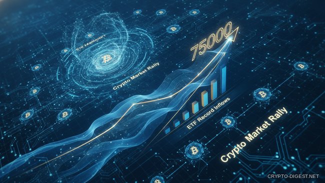 Биткоин у $75 000: ETF забрали $517 млн за день и что говорит рынок