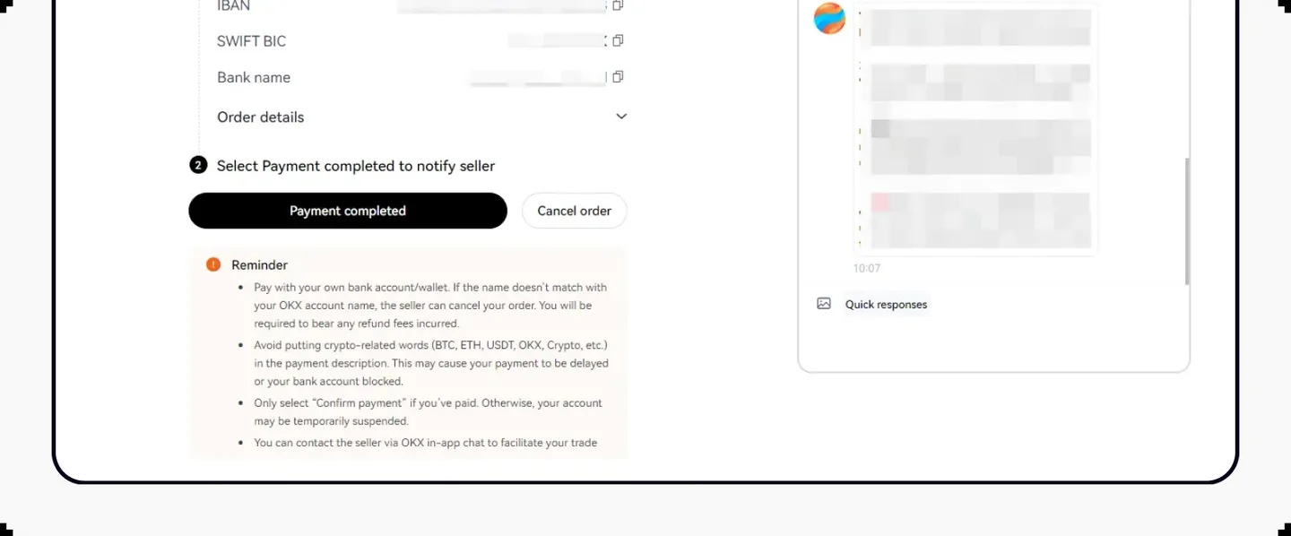 Ордер P2P на OKX: оплата и подтверждение — на компьютере