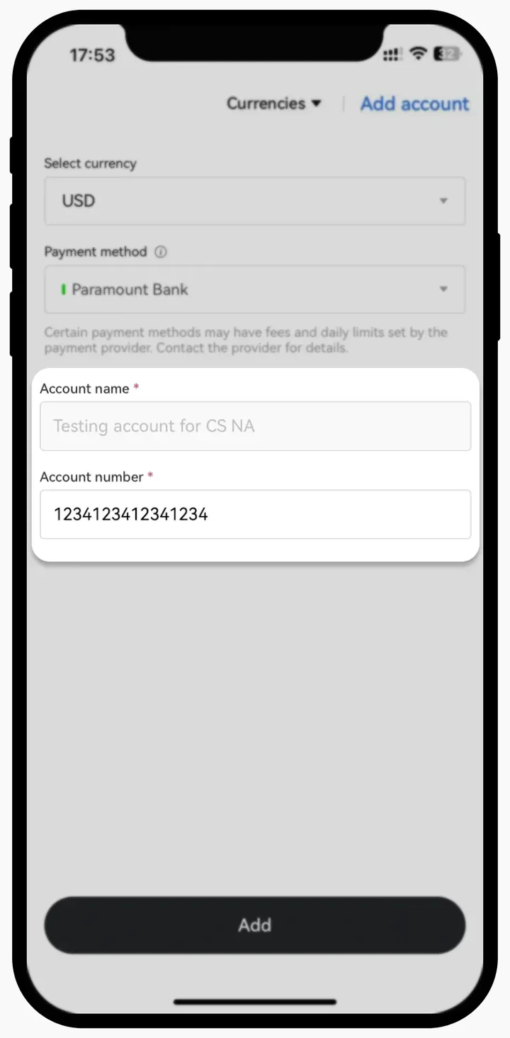 Добавление способа оплаты для P2P на OKX — в телефоне