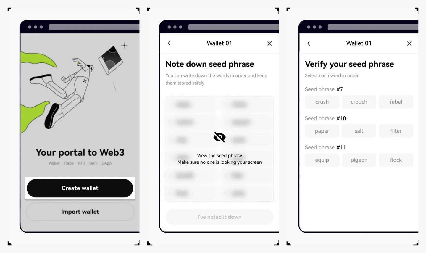 Создание кошелька и резервная копия seed-фразы в OKX Wallet — на компьютере