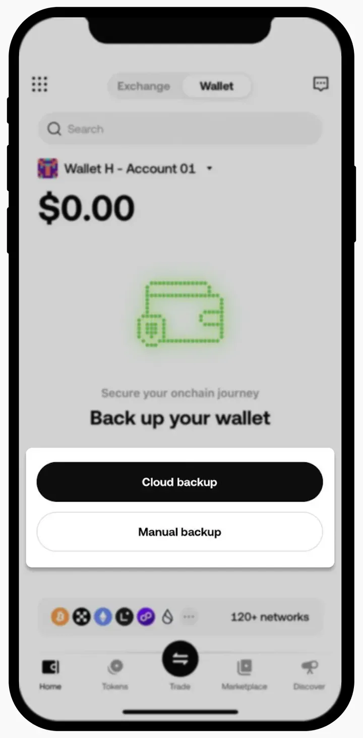 Создание кошелька и резервная копия seed-фразы в OKX Wallet — в телефоне